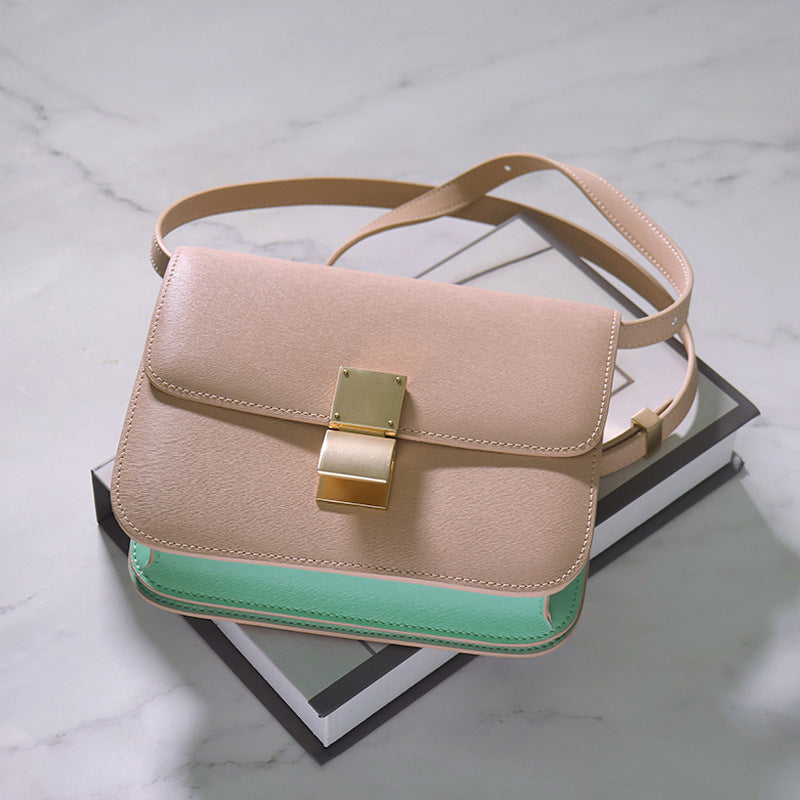Women's Rub Grain Cowhide Leather Retro Toothpick Crossbody Bags