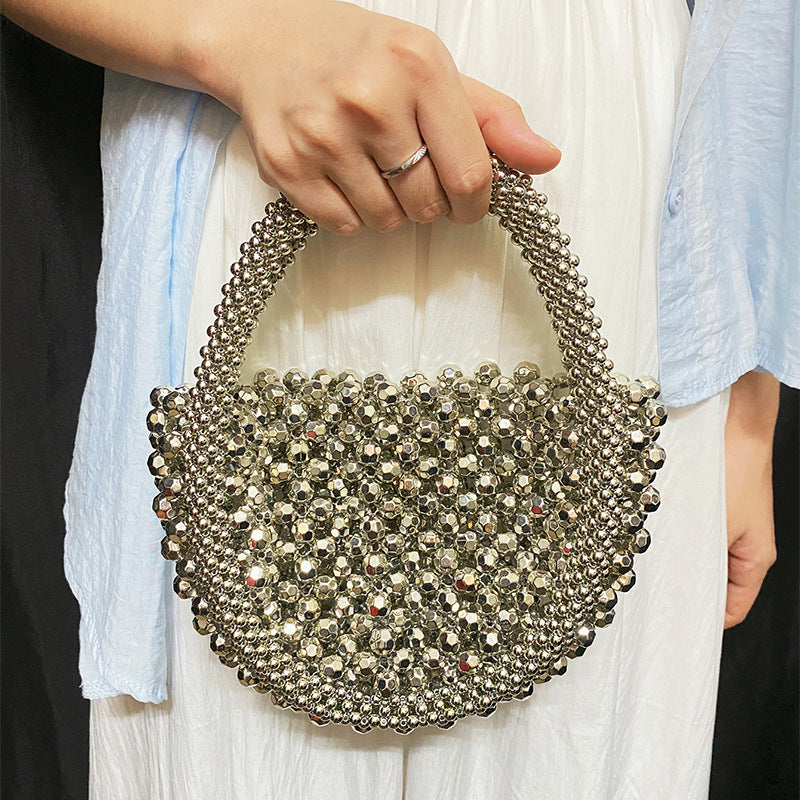 Fashion Handmade Beaded Woven French Minority Half Month Handbags