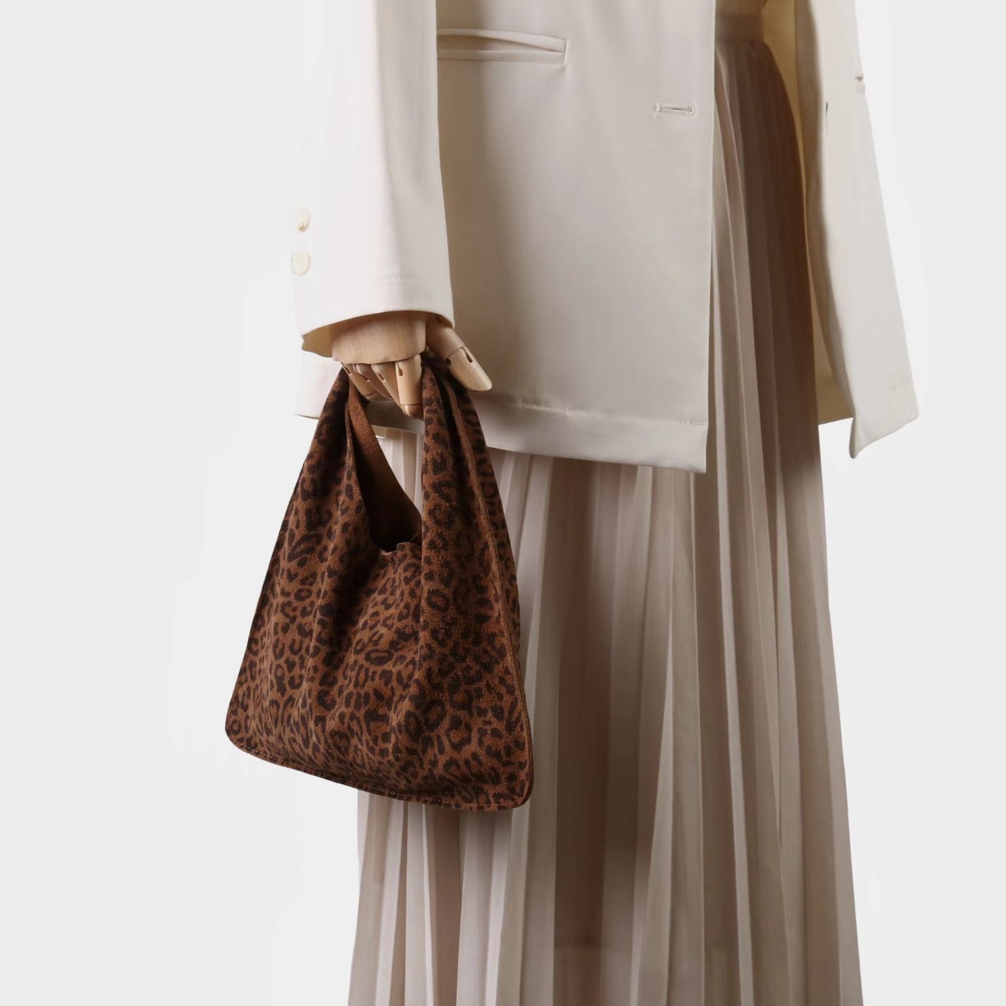 Leopard Print Cowhide Triangle Fashion Hand Handbags