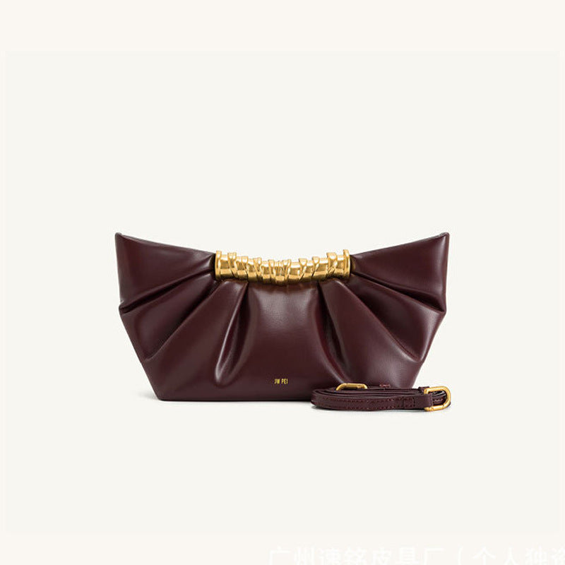 Pleated Clutch Metal High-grade Cloud Trendy Bags