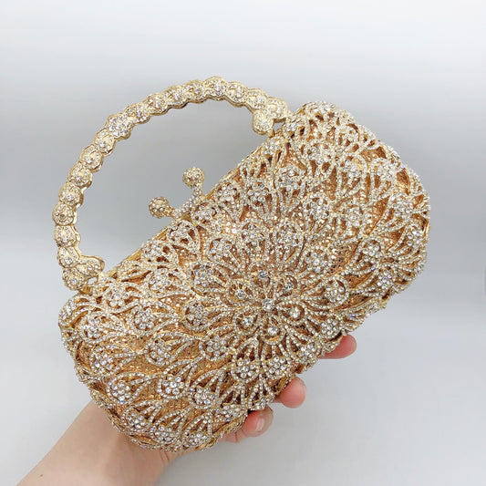 Women's Graceful Anemone Diamond Hand-held Banquet Evening Bags