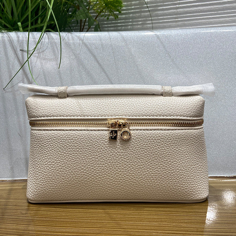 Italian Litchi Pattern Gold Lunch Box Crossbody Bags
