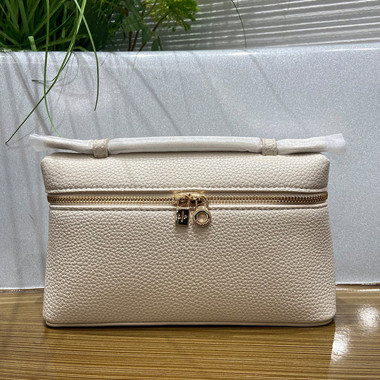 Italian Litchi Pattern Gold Lunch Box Crossbody Bags