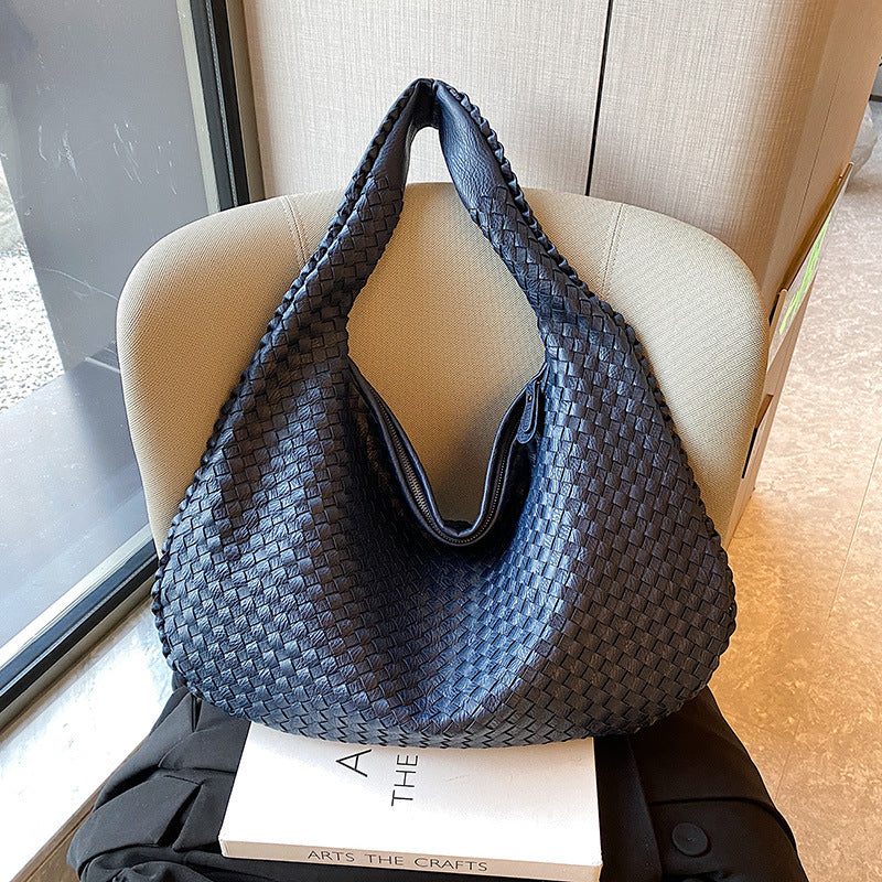 Women's Textured Woven Versatile Niche Trend Commuter Shoulder Bags