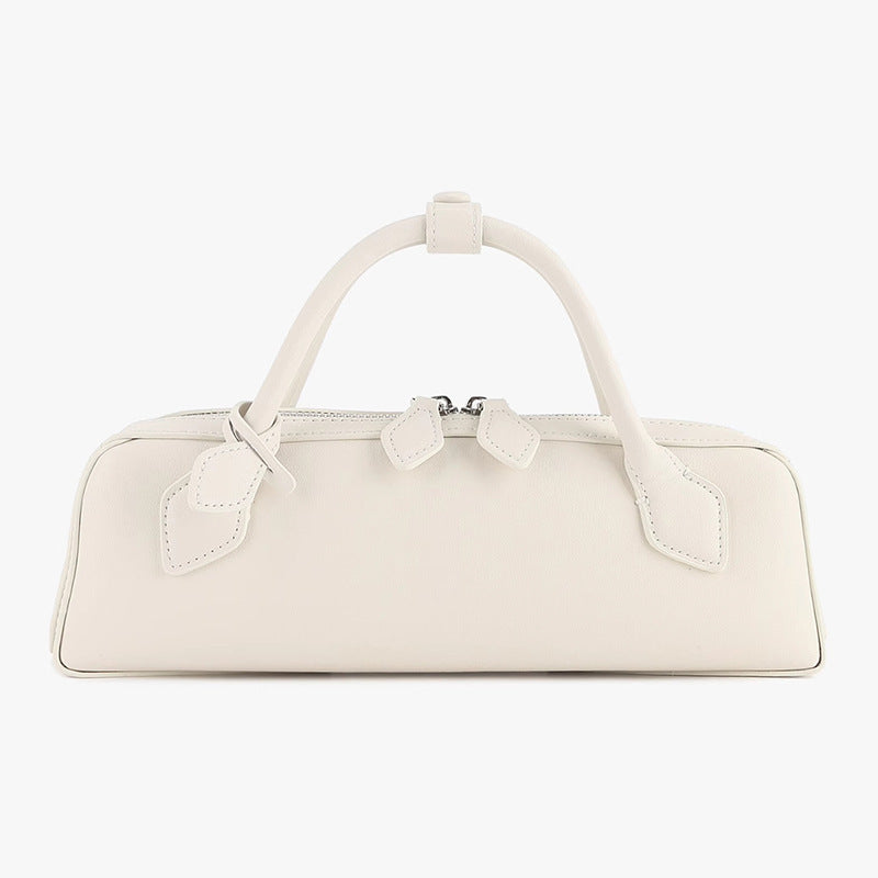 Women's Niche Cowhide French Style Sausage Retro Handbags