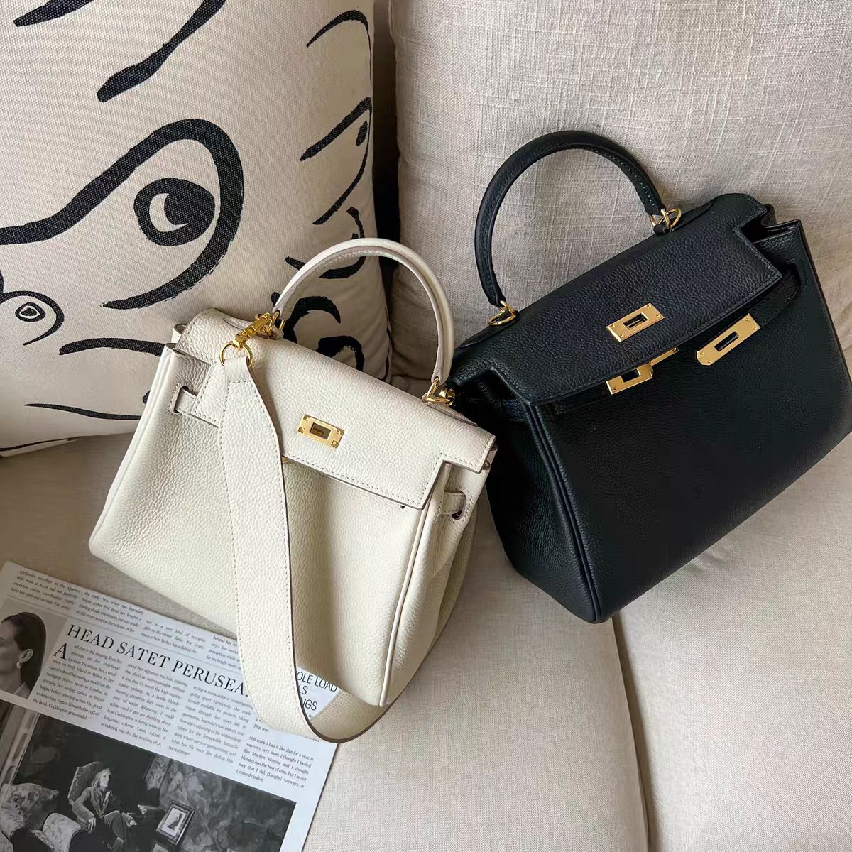 Women's Strap Gold Second Generation Kelly Closed Toe Handbags