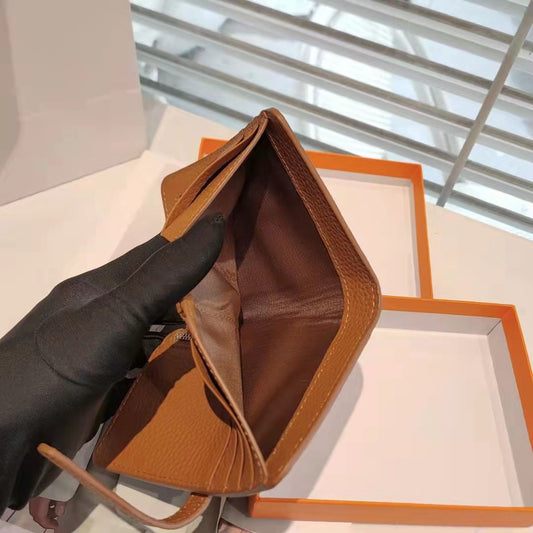 Elegant Cowhide Clutch Multiple Slots Zipper Handbags