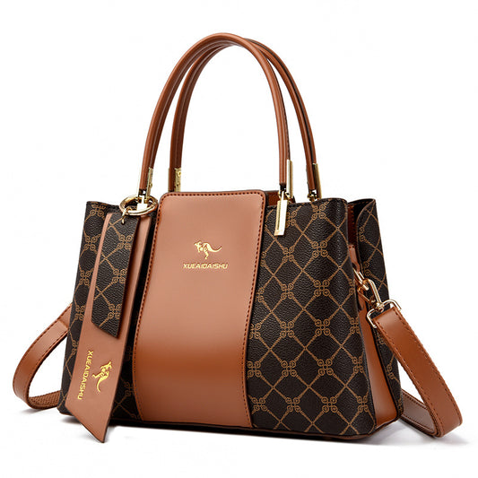 Women's Snow Love Kangaroo Winter Soft Leather Stitching Handbags