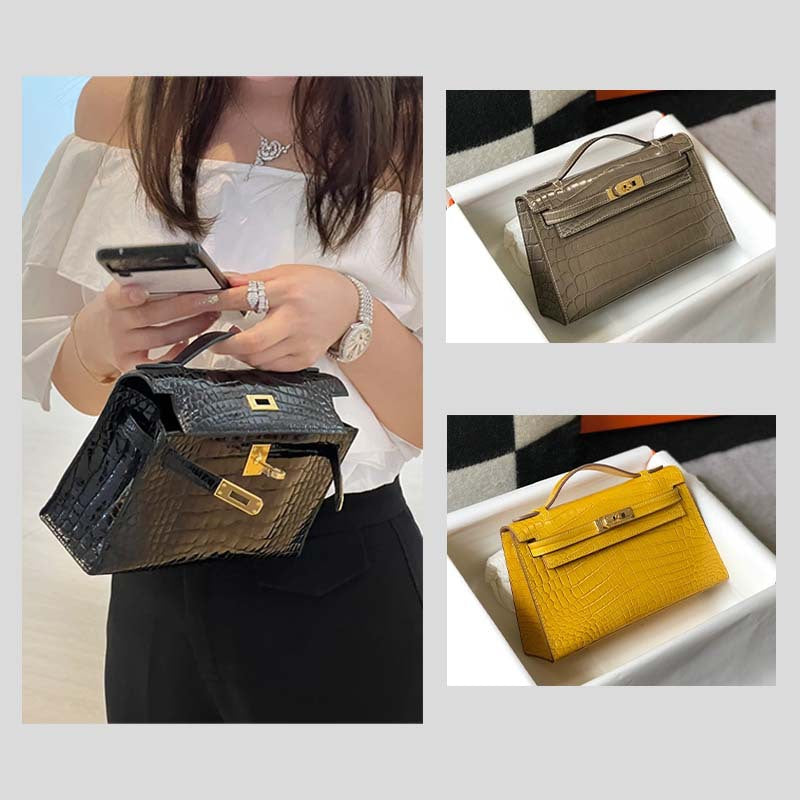 Women's Crocodile Pattern Mini Generation Kelly Genuine Crossbody Bags