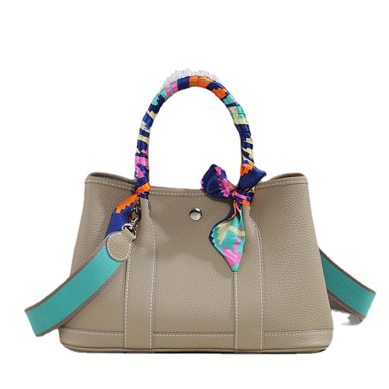 Women's Cowhide Leather Portable Big Shopping Shoulder Bags