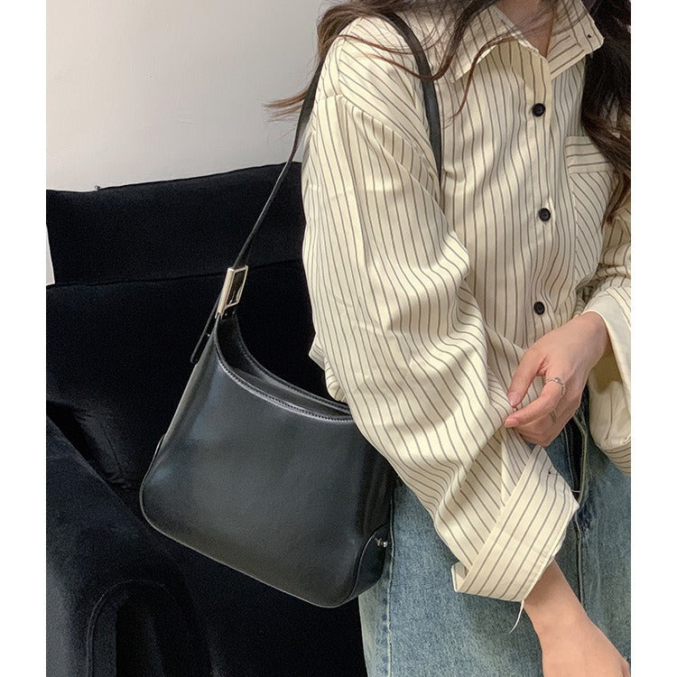 Women's White Female Temperament Underarm High Sense Simple Armpit Bags