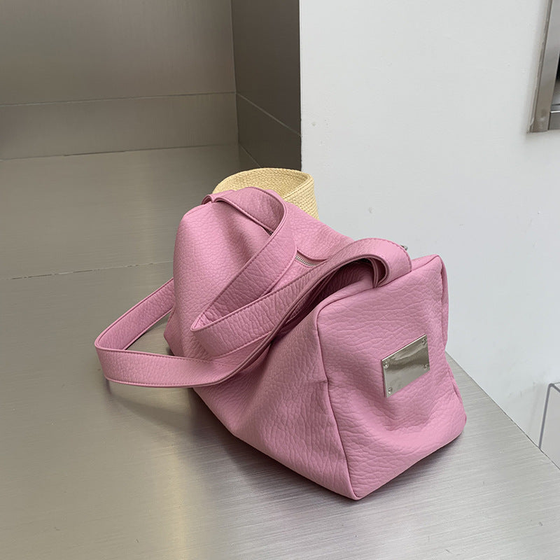 Women's Ge Macaron Large Capacity Soft Leather Shoulder Bags