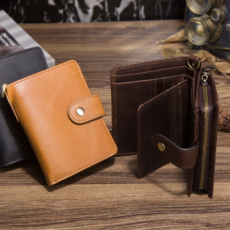 Men's Elegant Retro Cowhide Foldable Gift Coin Purses
