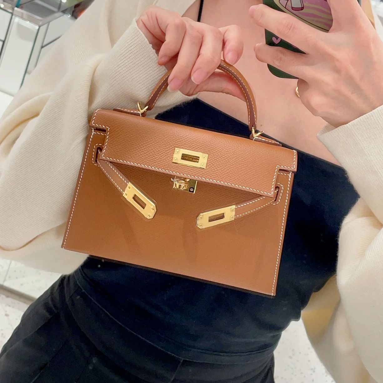 Women's Genuine Leather Second Generation Kelly Mini Crossbody Bags