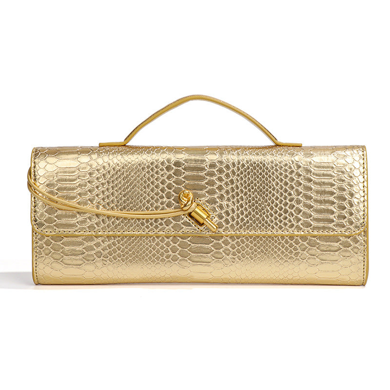 Snake Pattern Dinner Horizontal Clutch File Crossbody Bags