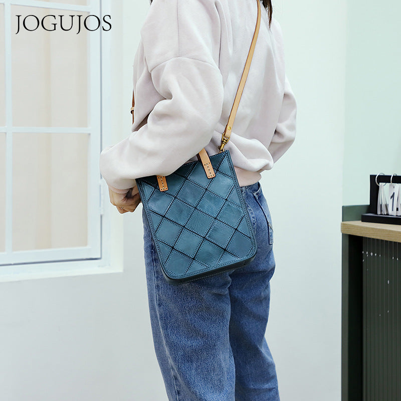 Women's First Layer Cowhide Vintage Stitching Genuine Shoulder Bags