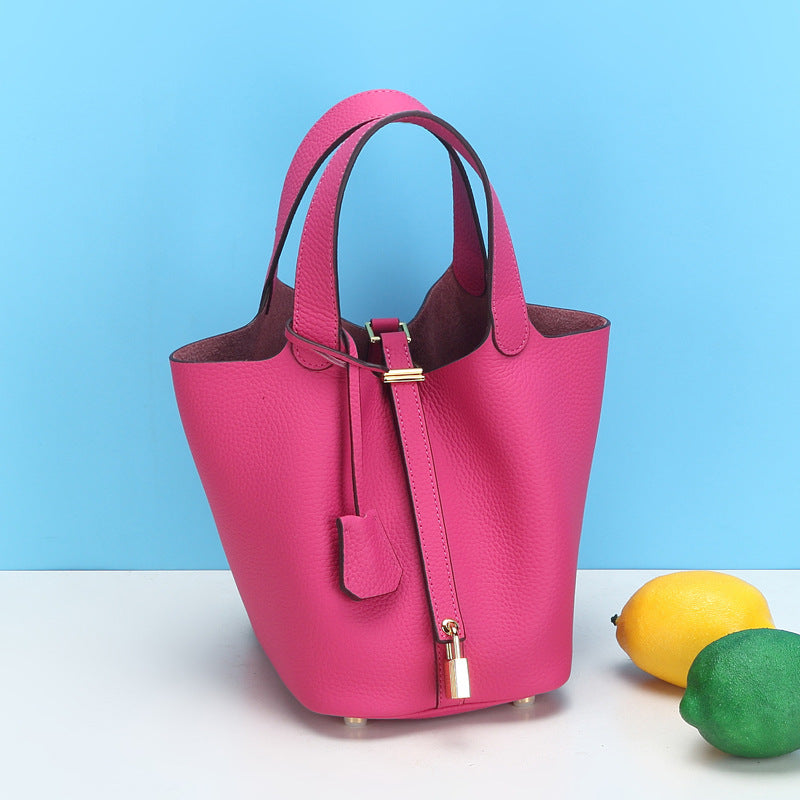 Women's Vegetable Basket Genuine Leather Fashion Soft Handbags
