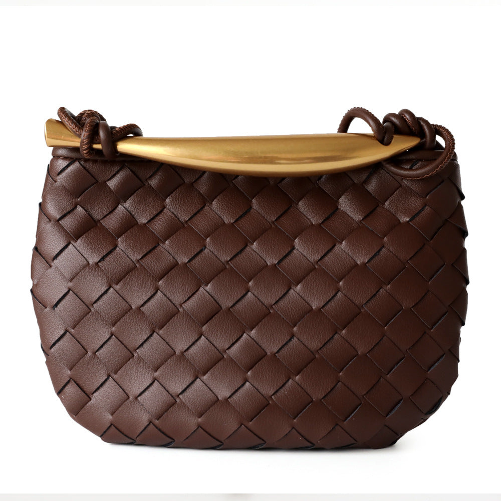 Women's Woven Sardine Cowhide Niche Design Metal Bags