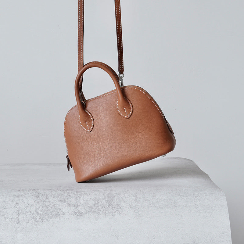 Half Wax Line Cowhide Mini Bowling Little Shell Crossbody Bags