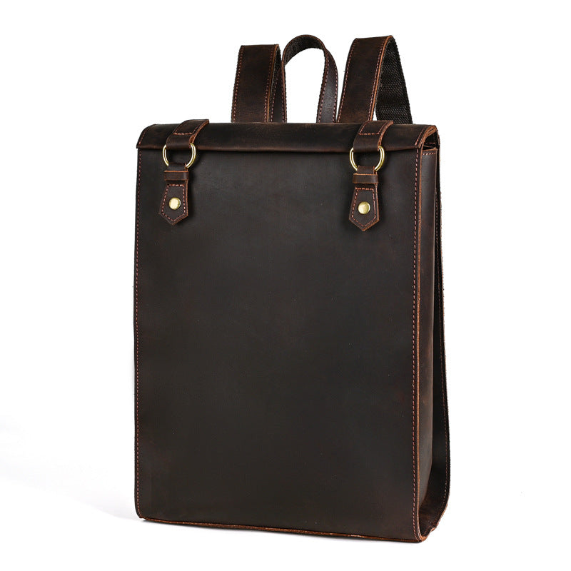 Men's Crazy Horse Leather Vintage Large Capacity First Layer Cowhide Backpacks