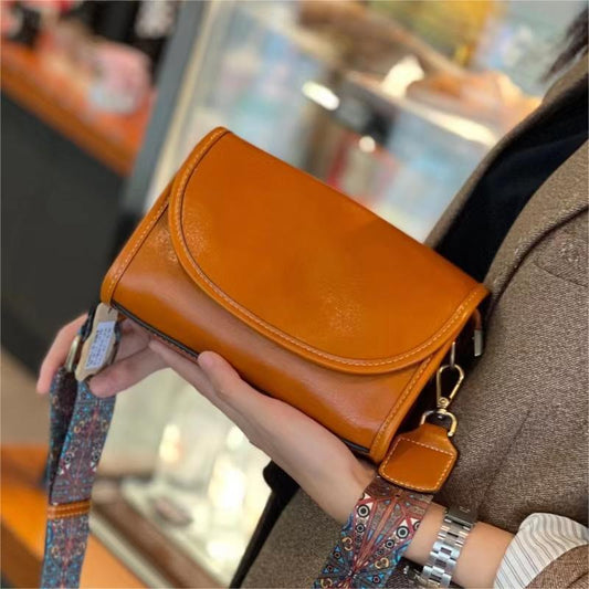 Women's Summer Leather Veil Wide Strap Cow Crossbody Bags