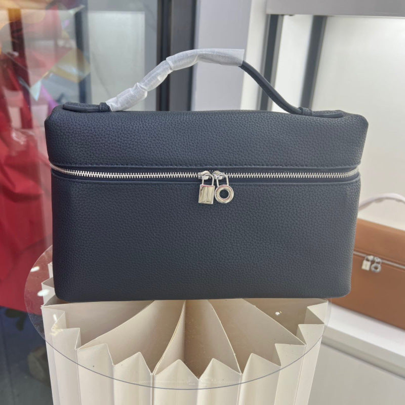 Women's Box Kelly Litchi Pattern Cowhide Portable Handbags