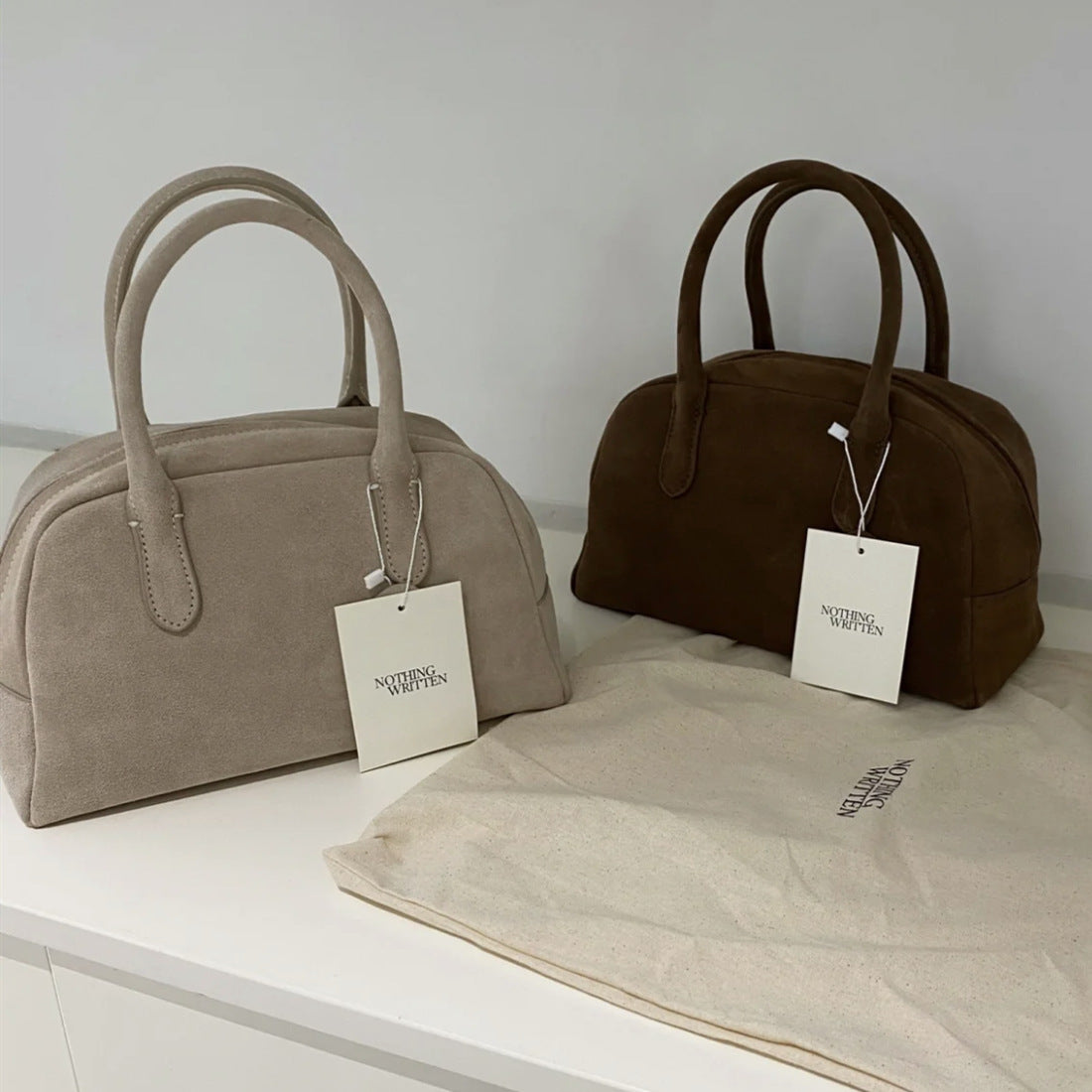 Trendy Glamorous Niche Boston Cowhide Suede Handbags