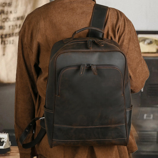 Men's Horse Leather Genuine First Layer Cowhide Business Backpacks