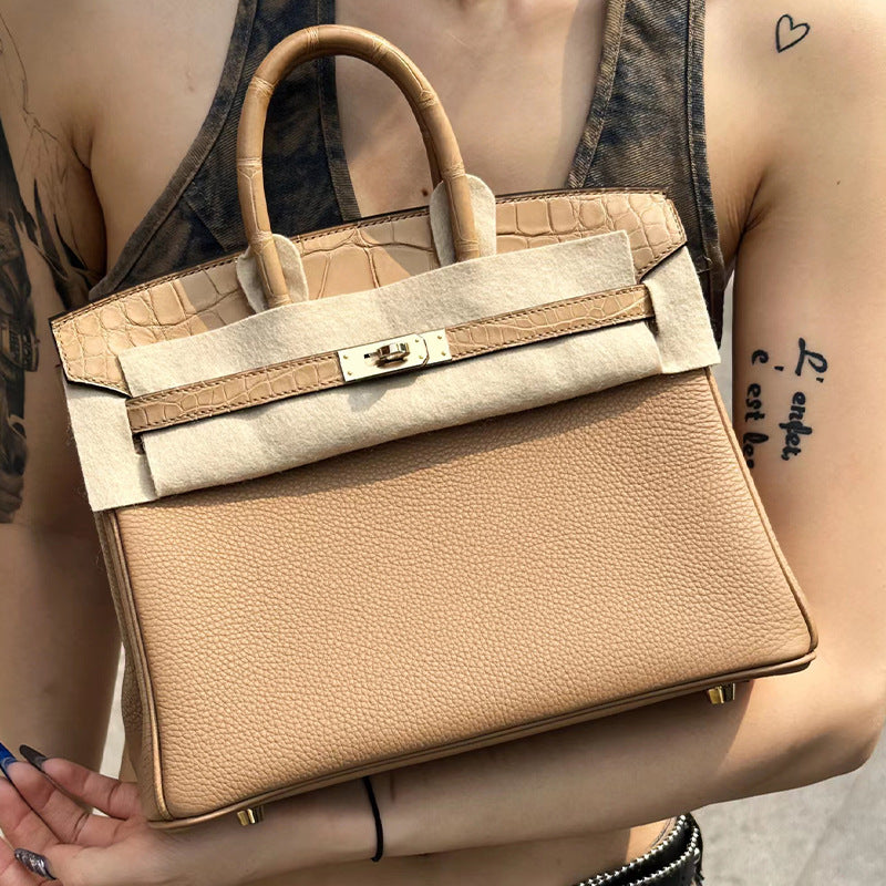 Women's Calfskin With Crocodile Top Layer Leather Handbags