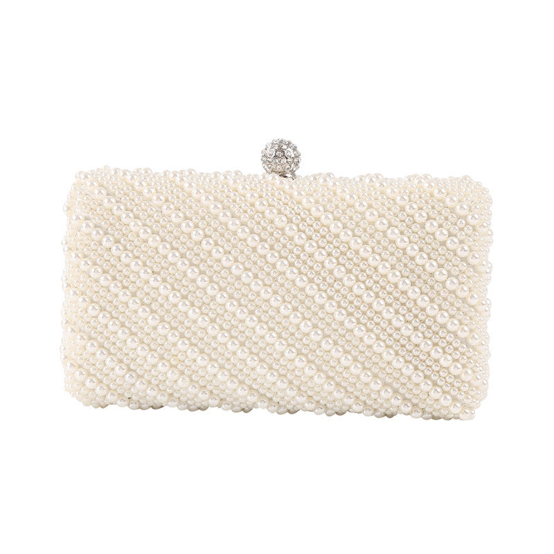 Women's Pearl Clutch Temperament Embroidery Dinner Diamond Evening Bags