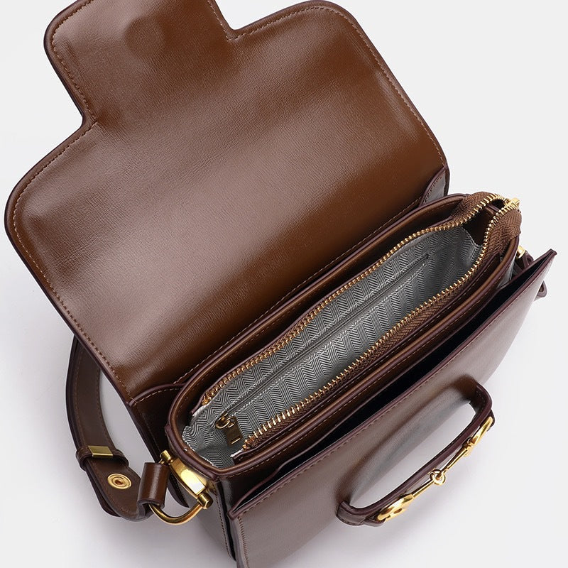 Women's Underarm High-grade Design Simple Saddle Genuine Crossbody Bags