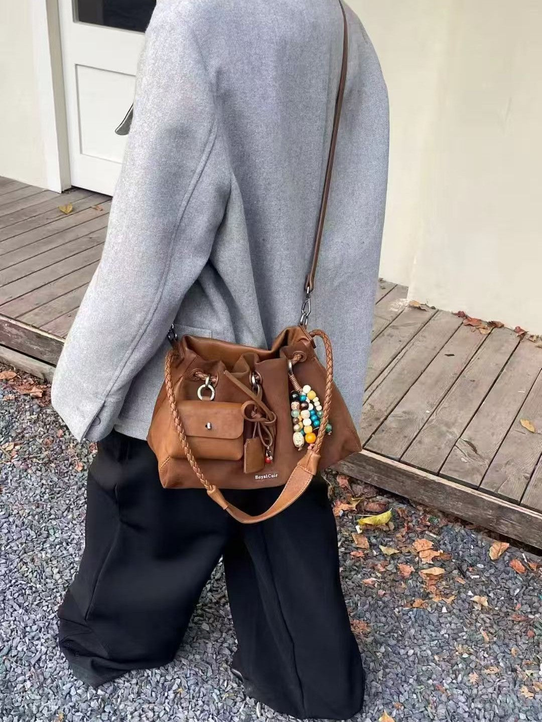 Women's Genuine Leather Underarm Matte Stitching Fashion Crossbody Bags