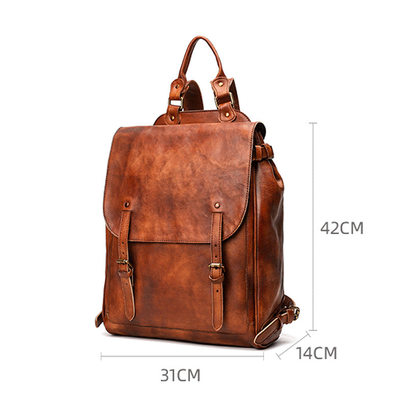 Men's Leather Computer Large Capacity Folding Curved Backpacks