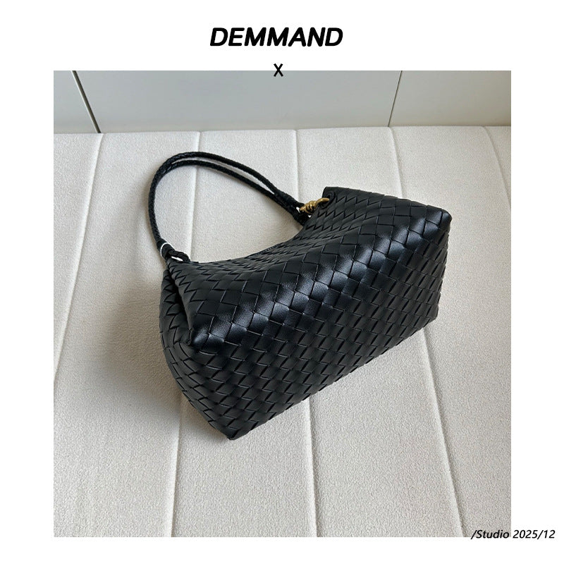 Elegant Women's Parachute Calfskin Woven Metal Shoulder Bags