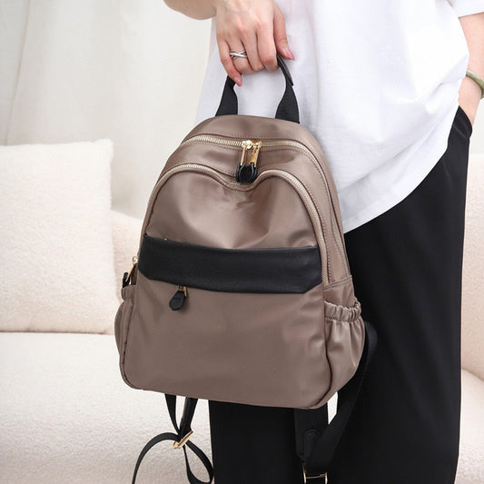 Women's Fashionable Oxford Cloth With Genuine Leather Commuter Backpacks