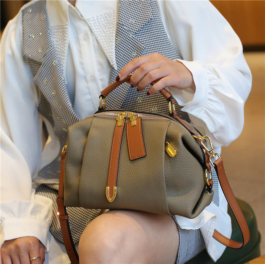 Women's Fashionable Retro Boston Pillow First Layer Shoulder Bags