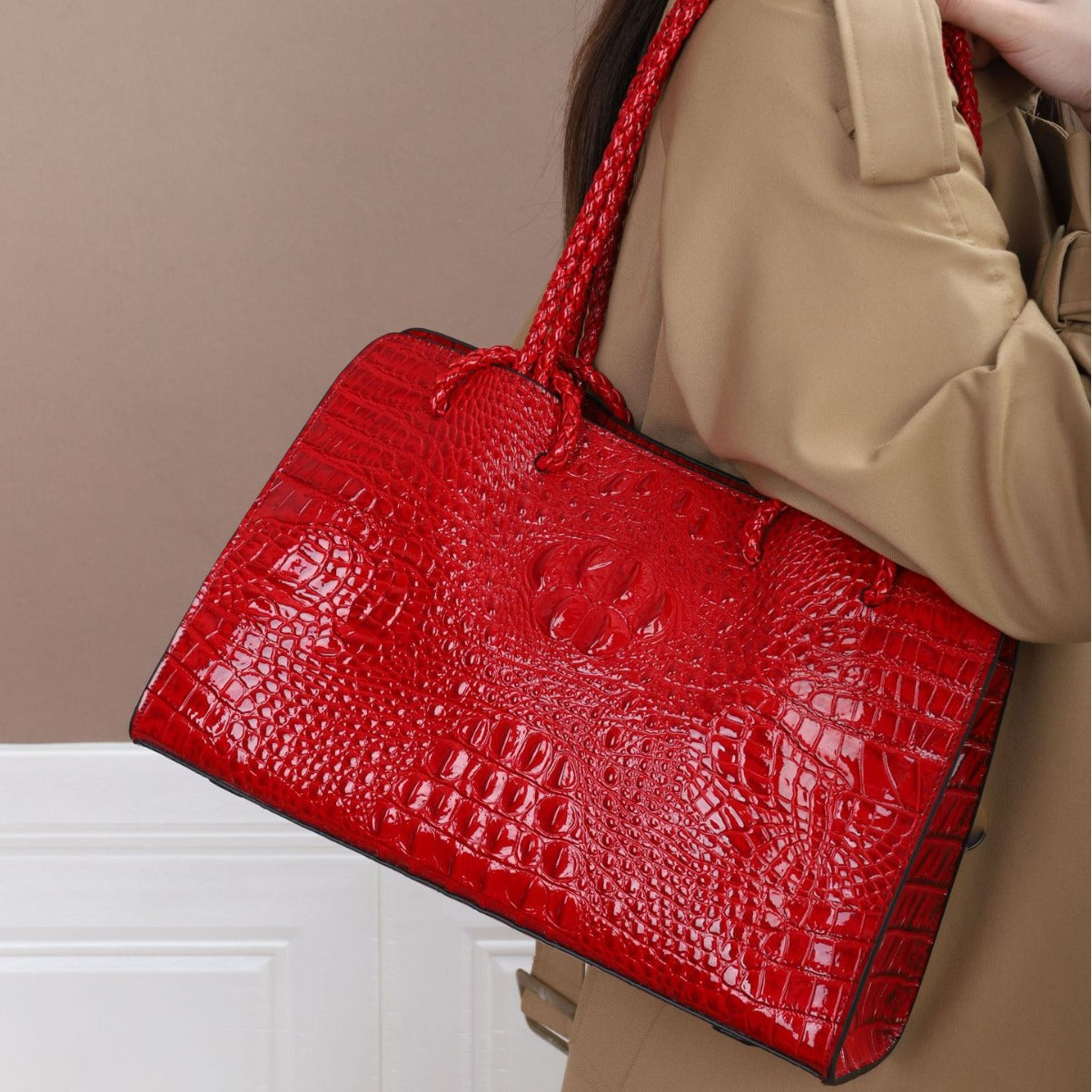 Women's Crocodile Leather High-grade Large Capacity Trendy Shoulder Bags