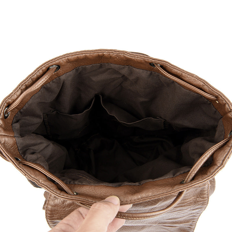 Women's Rivet Fashion Washed Leather Trendy Bags