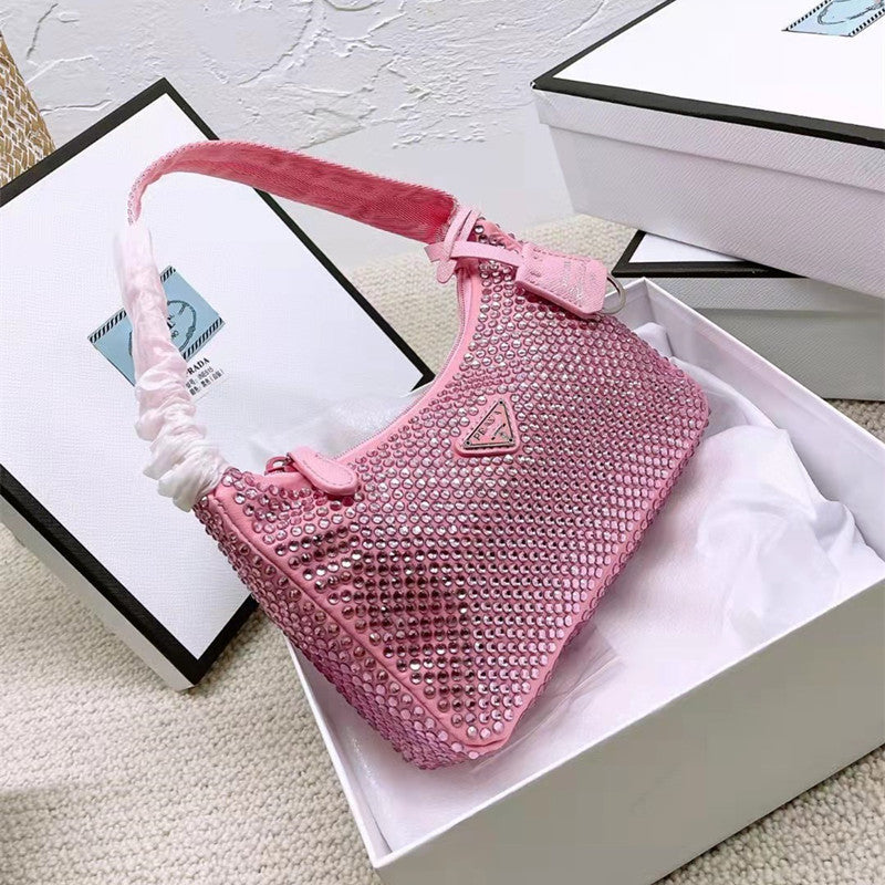 Women's Super Flash Czech Rhinestone Clutch Underarm Shoulder Bags