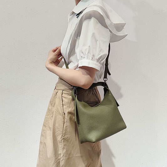 Women's Korean Style Litchi Leather Fashion Genuine Crossbody Bags