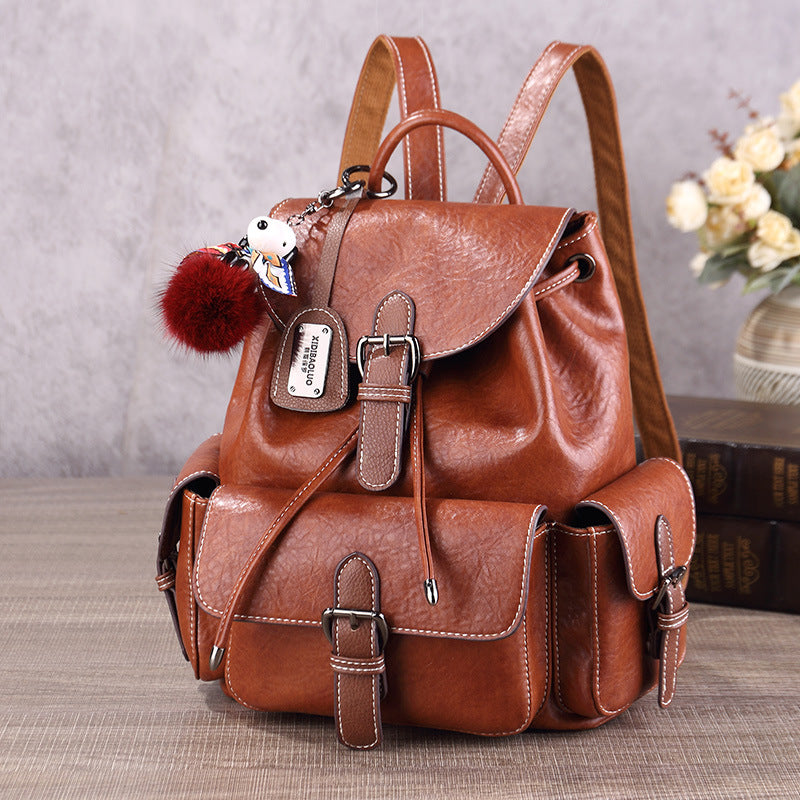 Women's Retro Three-dimensional Pocket Large Capacity Backpacks