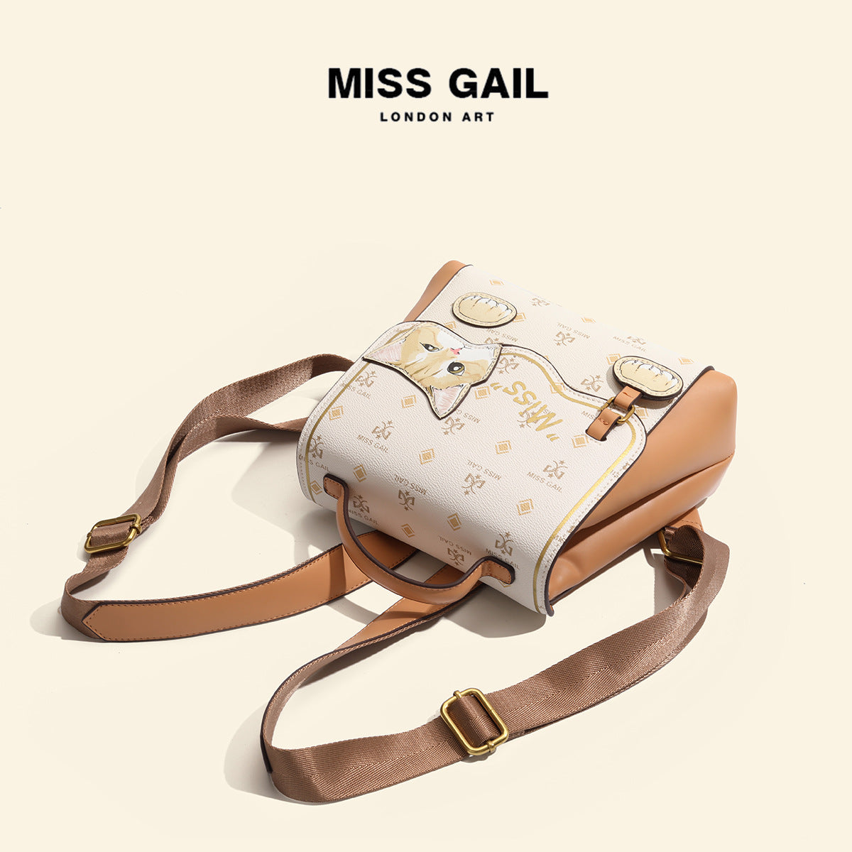 Texture Western Style Cat Cartoon Printed Backpacks