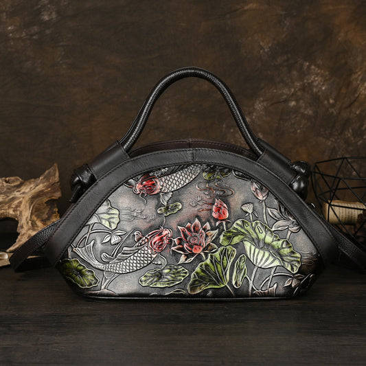 Women's Genuine Leather Mother Vintage Cheongsam One Chinese Handbags