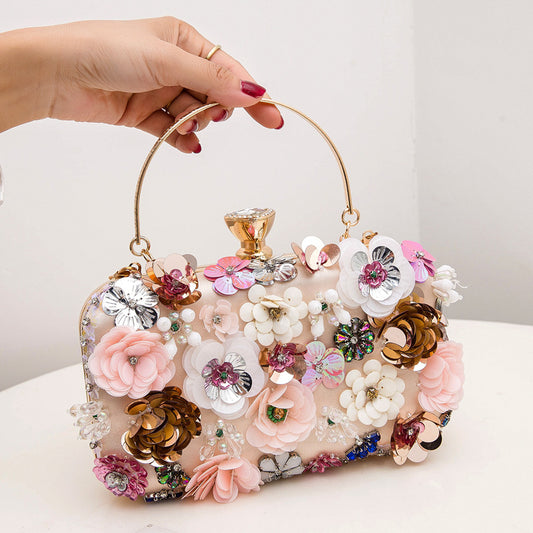 Handmade Pearl Embroidery Flowers Banquet Lady Evening Bags
