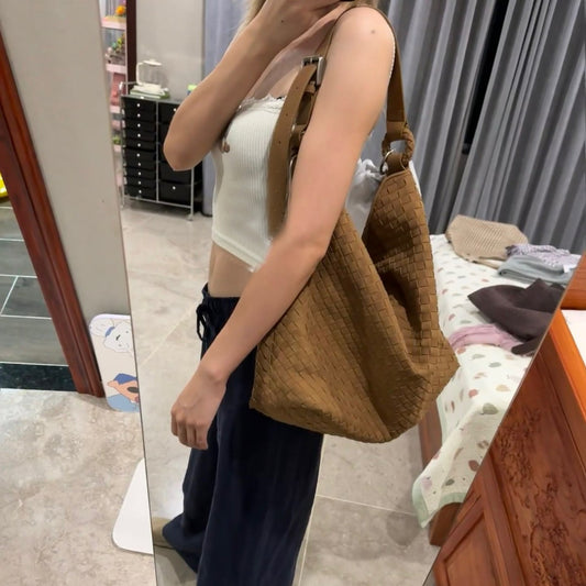 Women's Woven Large Capacity Commuter Lazy Bags