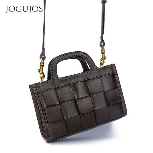 Women's Genuine Leather Woven Retro Fashion Crossbody Bags