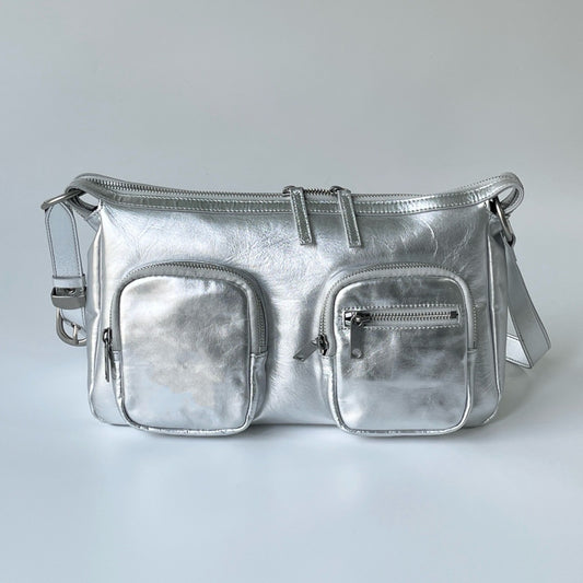 Retro Distressed Portable Underarm American Double Crossbody Bags