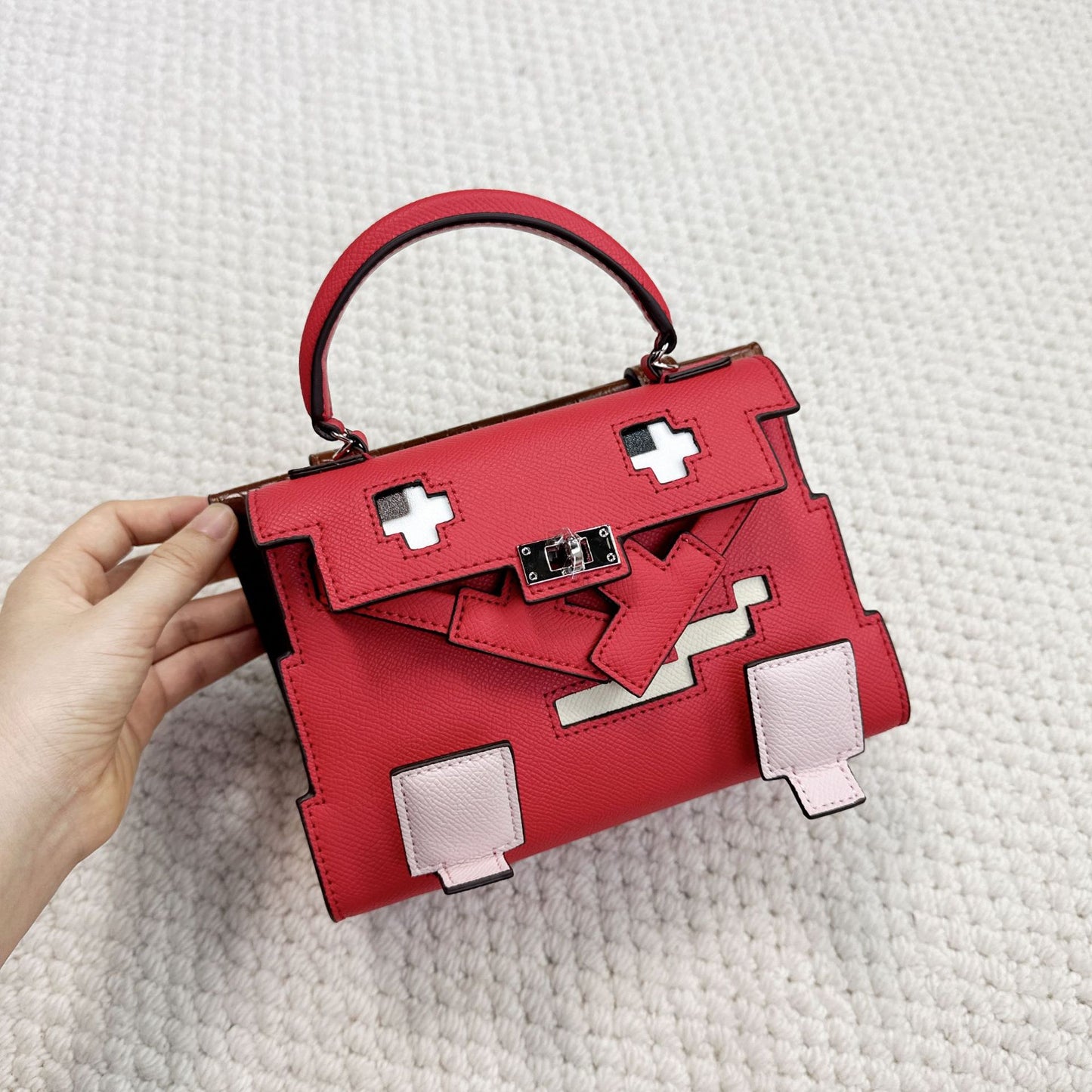 Women's Leather Mosaic Doll Little Monster Cute Bags