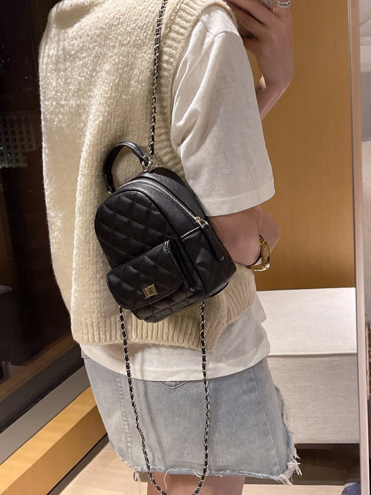 Women's High-grade Niche Rhombus Korean Fashion Chain Backpacks