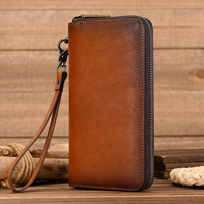 Men's Tanned Leather Retro Long Hand-rub Color Men's Wallets
